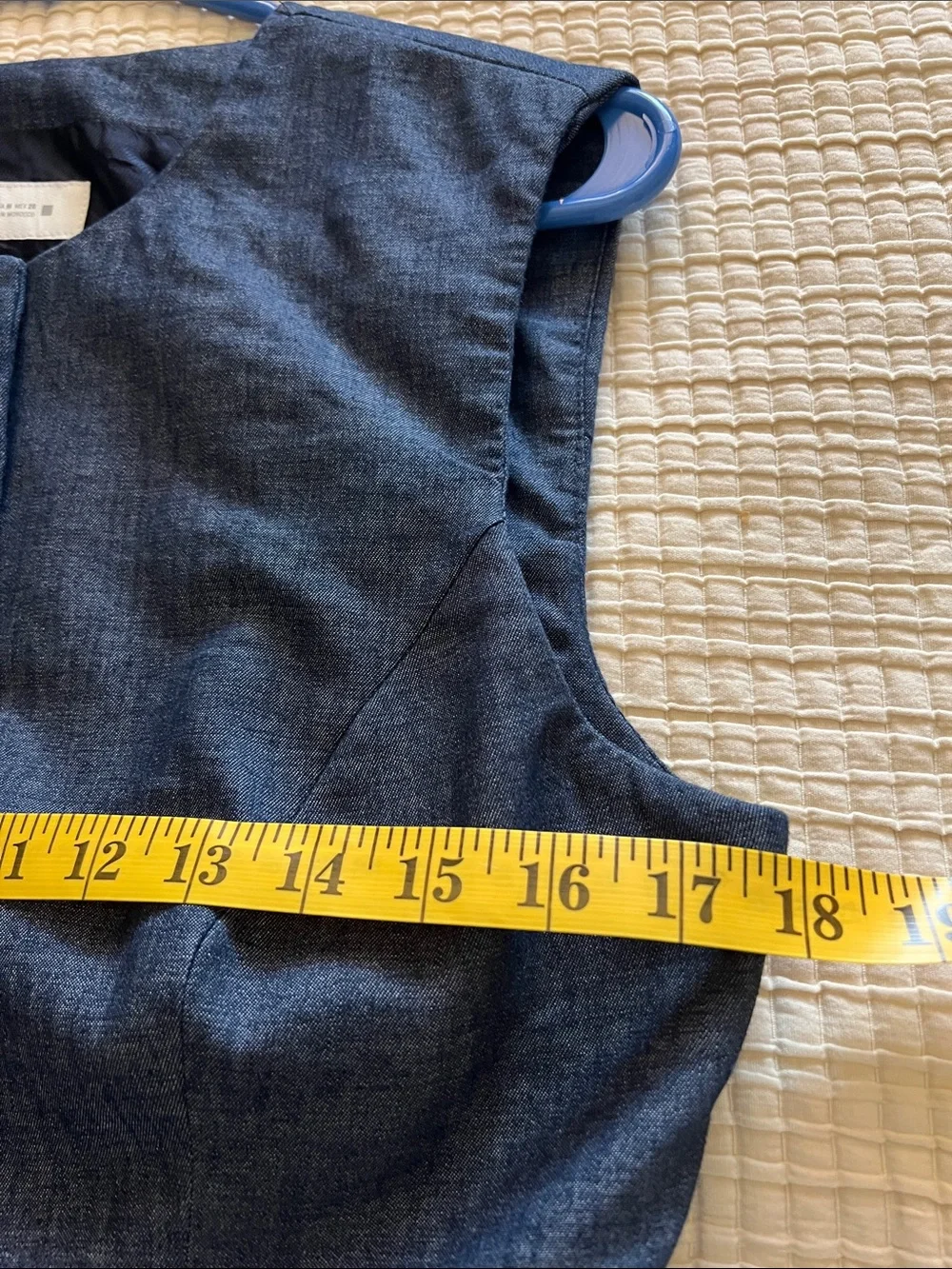 Zara Sleeveless Light Indigo Linen blend Peplum vest and matching culottes